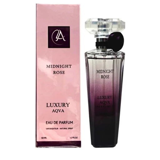 ادکلن زنانه لاکچری آکوا | LUXURY AQVA مدل Midnight Rose مناسب برای بانوان و استفاده روزانه با رایحه لانکوم میدنایت رز حجم 50 میلی‌لیتر
