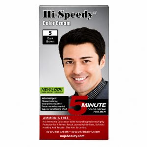 رنگ موی مردانه بدون آمونیاک های اسپیدی | Hi-Speedy شماره 5 رنگ قهوه ای تیره مناسب برای پوشش سریع موهای سفید آقایان حجم 50 میلی‌لیتر