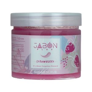 اسکراب شکری لایه‌بردار توت فرنگی ژبن پلاس | Jabon Plus مناسب برای روشن‌کنندگی و نرم‌کنندگی پوست حجم 450 میلی‌لیتر