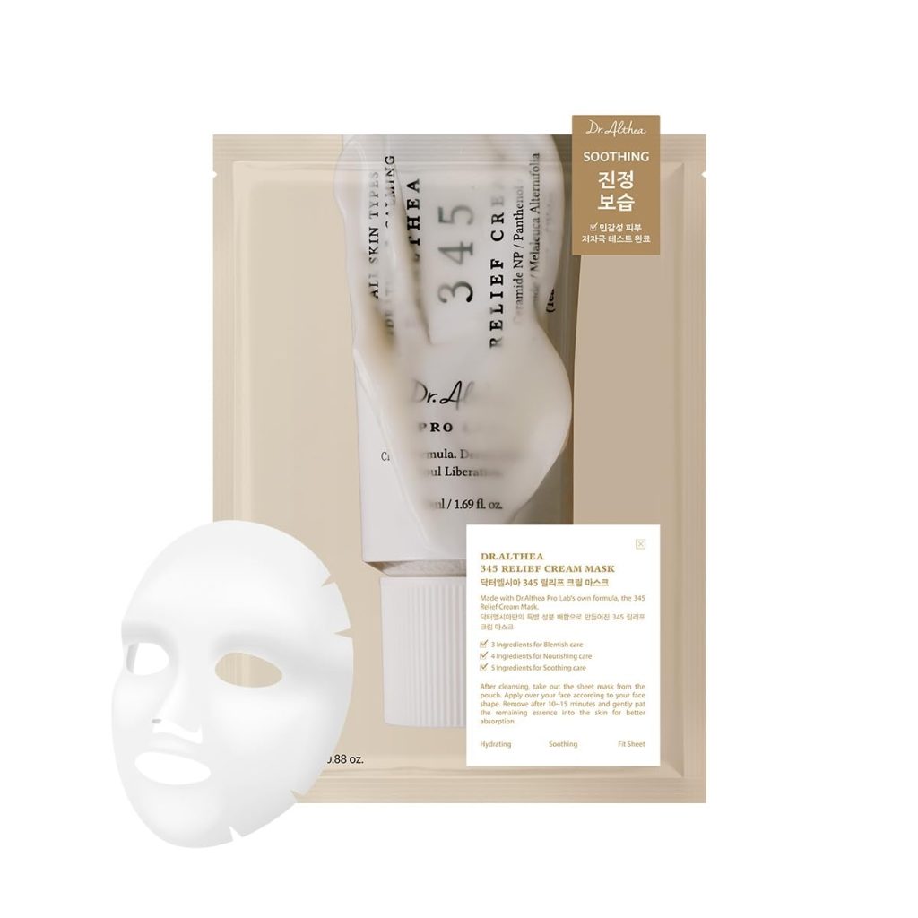 ماسک صورت تسکین‌دهنده و آبرسان دکتر آلتیا | Dr. Althea مدل 345 Relief Cream مناسب برای پوست‌های حساس و رفع قرمزی حجم 50 میلی‌لیتر