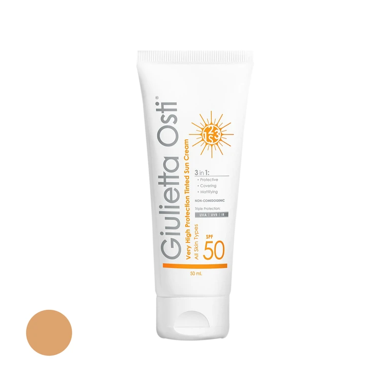 جولیتا استی کرم ضدآفتاب رنگی بژ طبیعی spf50 انواع پوست