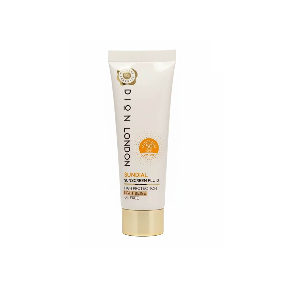 کرم ضدآفتاب بژ روشن فلوئید فاقد چربی spf50 مناسب انواع پوست دیون لندن