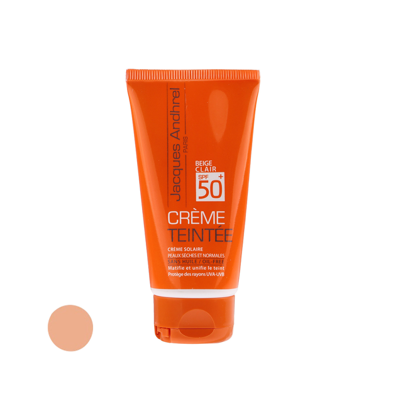 کرم ضدآفتاب SPF50+ مناسب پوست های خشک و معمولی (بژ روشن) حجم 50 میل ژاک آندرل پاریس