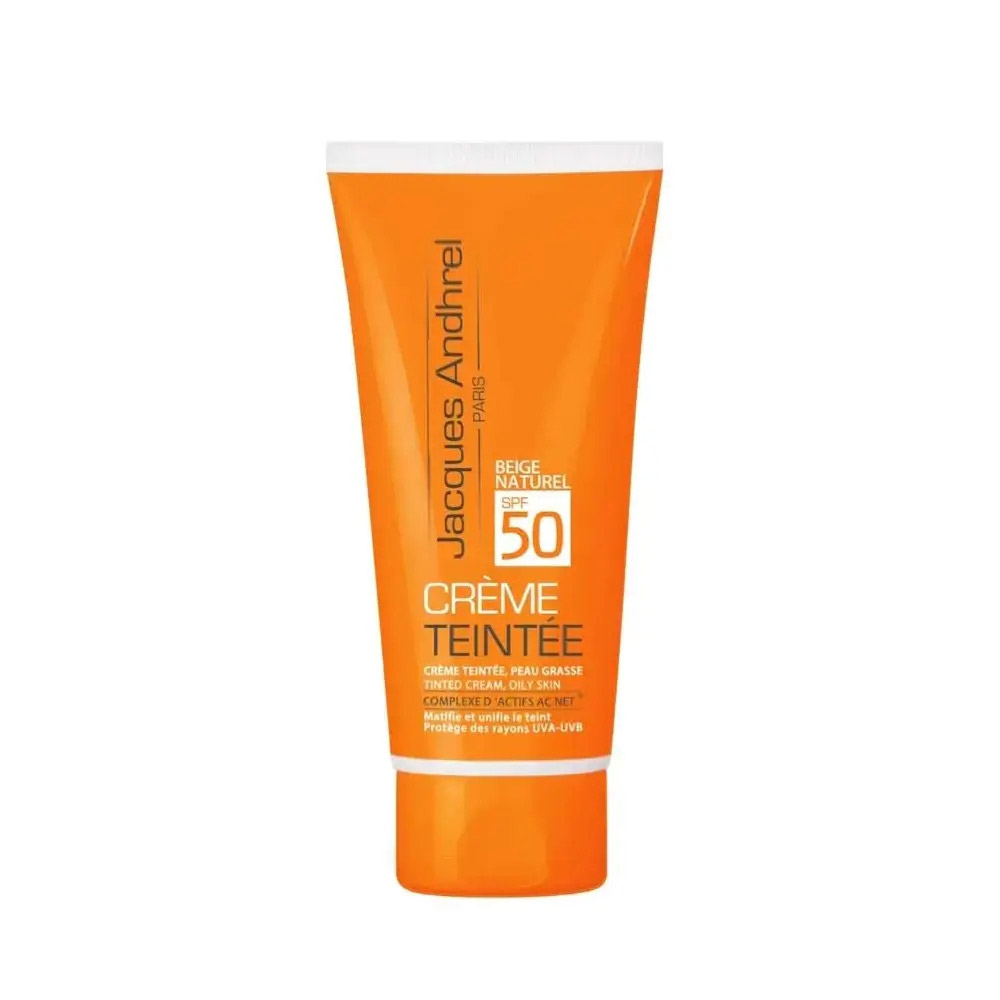 jacques-andhrel-light-beige-sunscreen-spf50-plus-50ml کرم ضد آفتاب SPF50+ مناسب پوستهای چرب و مستعد آکنه بژ روشن حجم 50 میل ژاک آندرل پاریس | Jacques Andhrel Paris - Image 1
