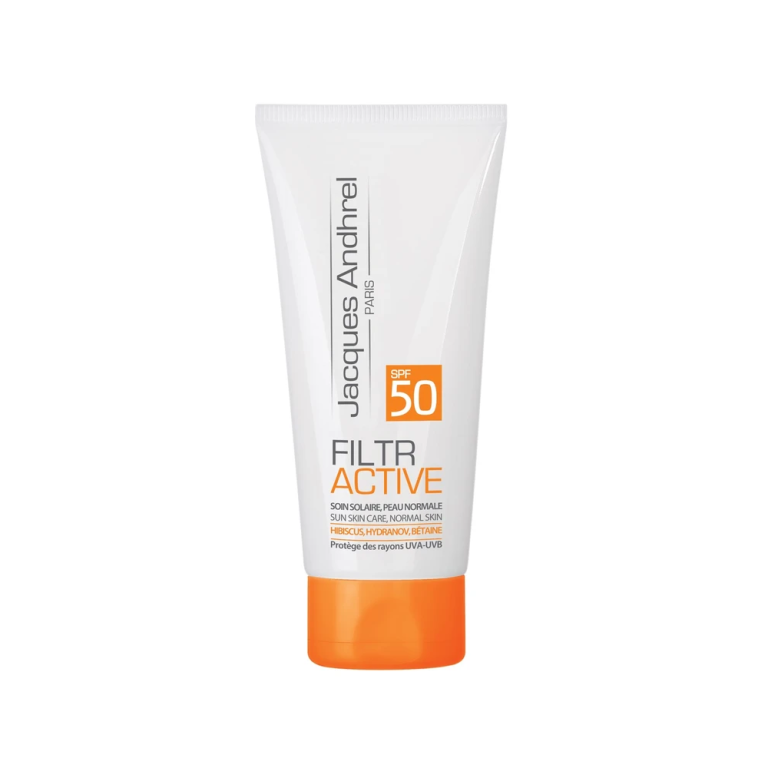 کرم ضدآفتاب SPF50+ مناسب پوست‌های خشک و معمولی بدون رنگ حجم 50 میل ژاک آندرل پاریس