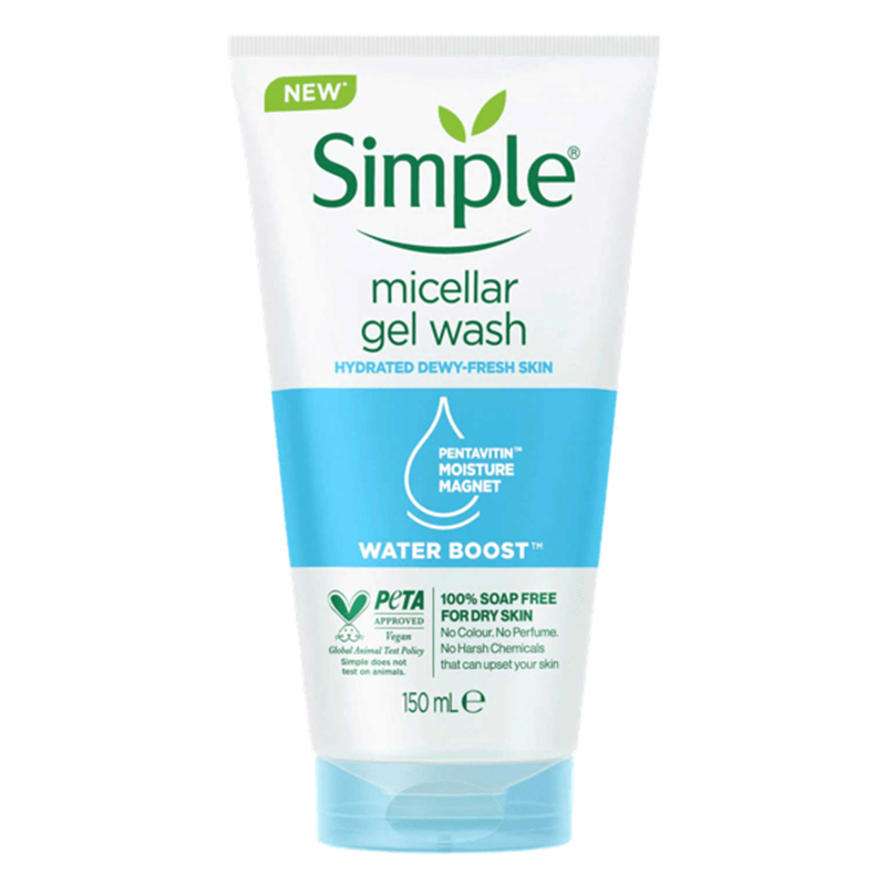 Hydrating Cleansing and Moisturizing Gel (Face Wash) for Dry and Sensitive Skin, 150 ml, Simple | SIMPLE
